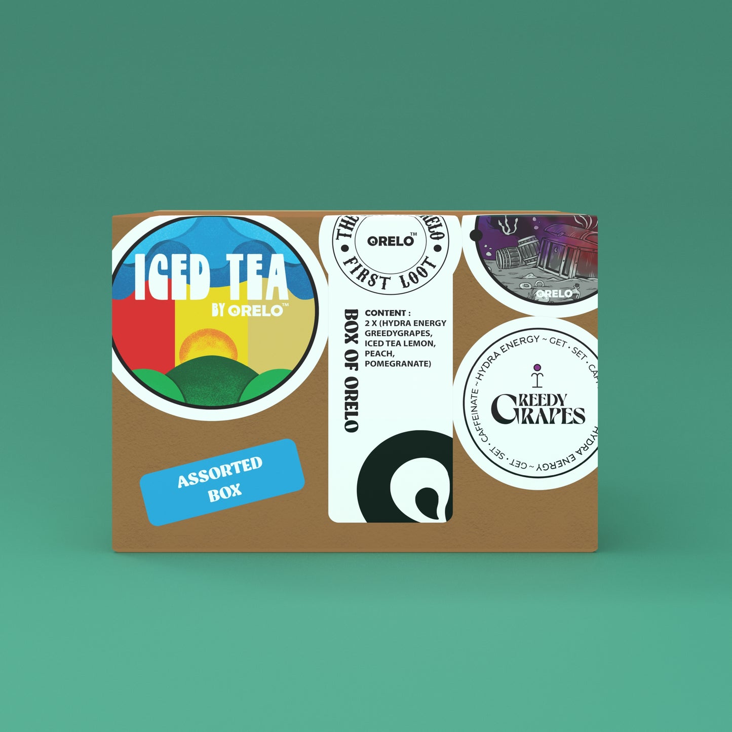 Orelo Box | 3x(Hydra energy), 2x(Lemon iced tea, Peach iced tea, Pomegranate iced tea)